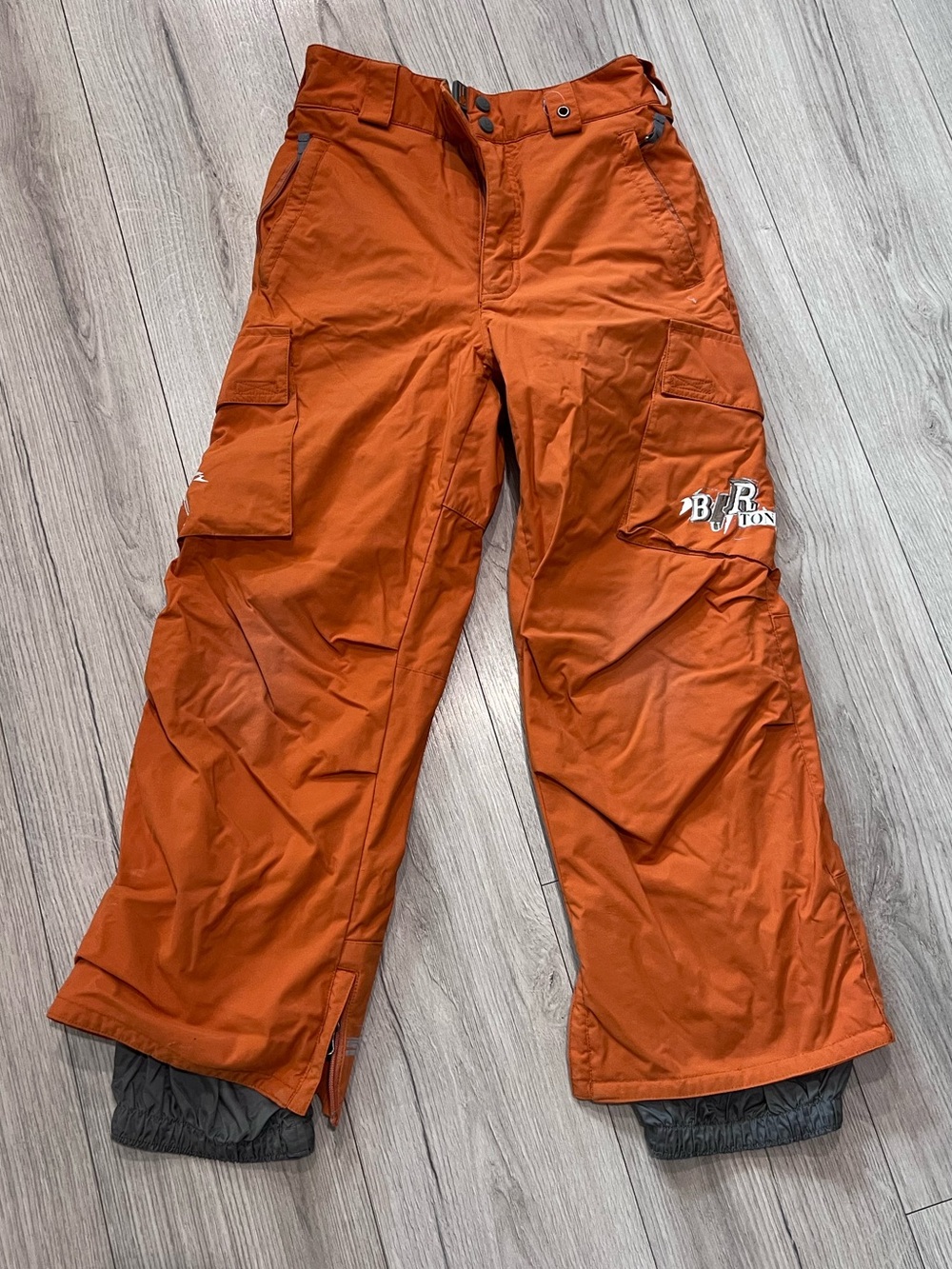 Burton Snowboarding Snow Pants Boys Medium Orange Cargo Style